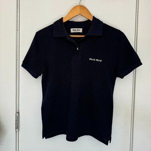 New MIU MIU Cotton piqué polo shirt in Navy